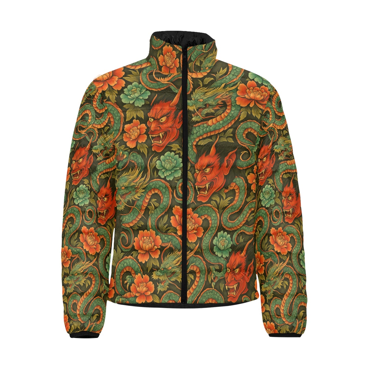 Red Dragon Devil Pattern Men's Lightweight Bomber Jacket