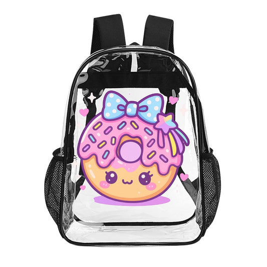 Kawaii Donut Transparent Backpack 17 Inch