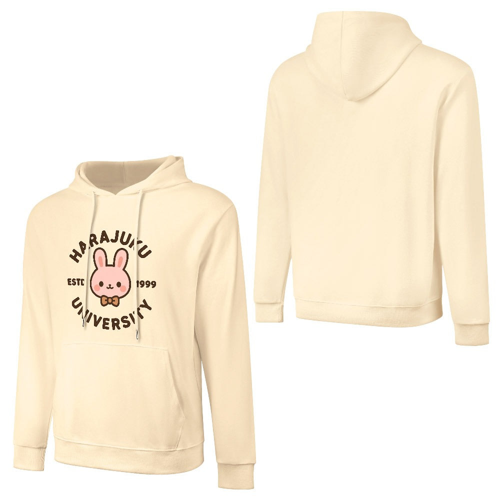 Harajuku University Pure Cotton Hoodie - Cream