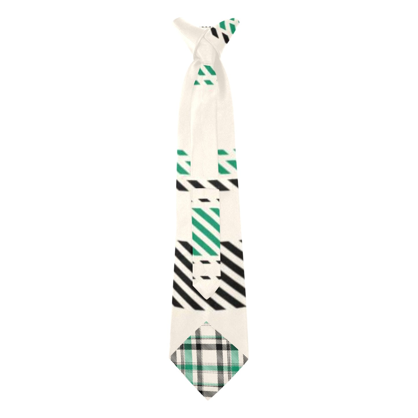 Green White Black Plaid Custom Peekaboo Necktie