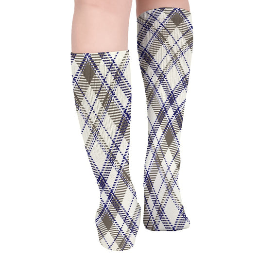 Blue and Gray Plaid Breathable Socks