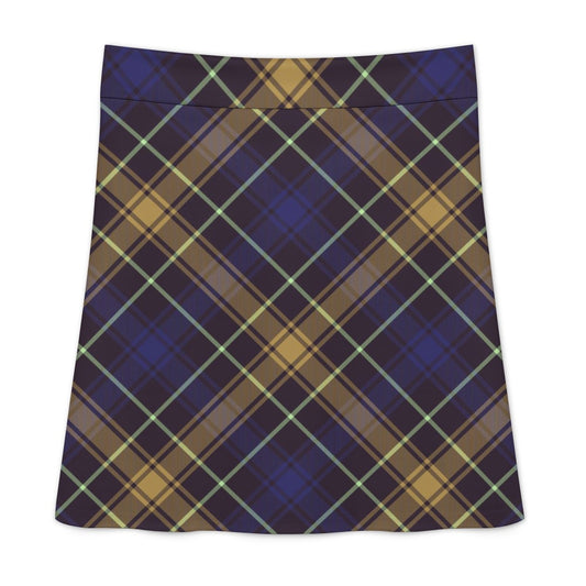 Navy Blue Plaid Zipper Skirt for Women