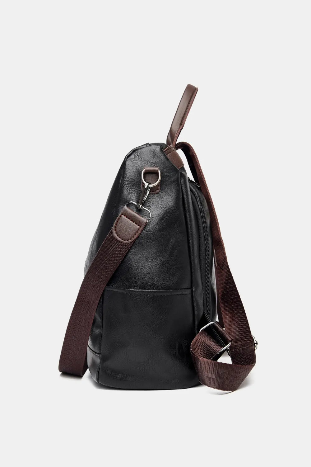 Leather Backpack Bag in Black, Caramel, and Dark Green