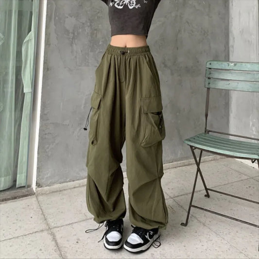 Korean Harajuku Baggy Parachute Pants for Street Style