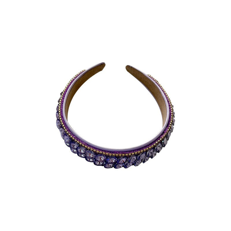 Double Row Geometric Circular Purple Rhinestone Headband