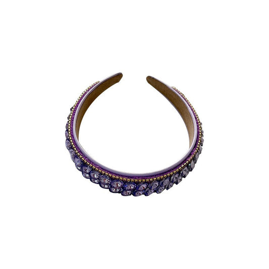 Double Row Geometric Circular Purple Rhinestone Headband