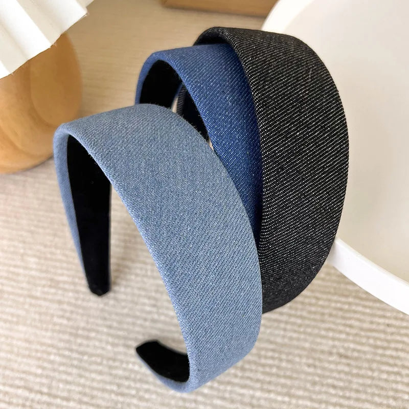Retro Wide Edge Denim Headband for Women
