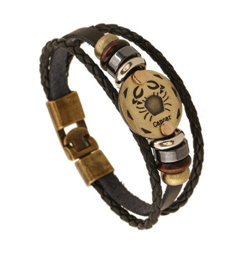 Zodiac Signs Bracelet with Bronze Alloy Buckles