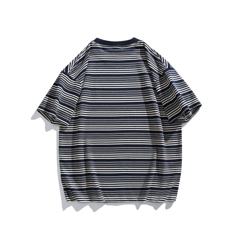Playful Color Blocking Striped T-Shirt with Letter Print