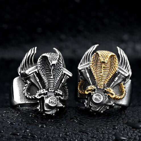 Retro Snake Biker Ring - Steel Soldier Style