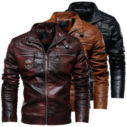 Harajuku Style Men’s Leather Motorcycle Jacket