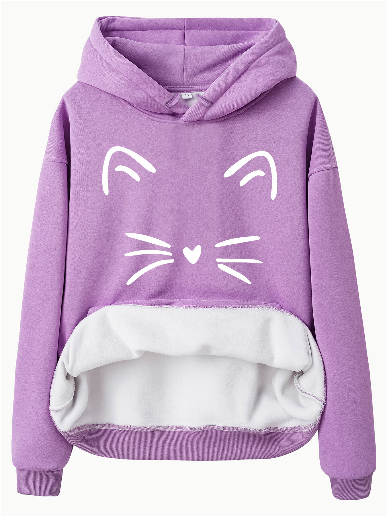 Hooded Long-Sleeve Fleece Hoodie with Kangaroo Pocket