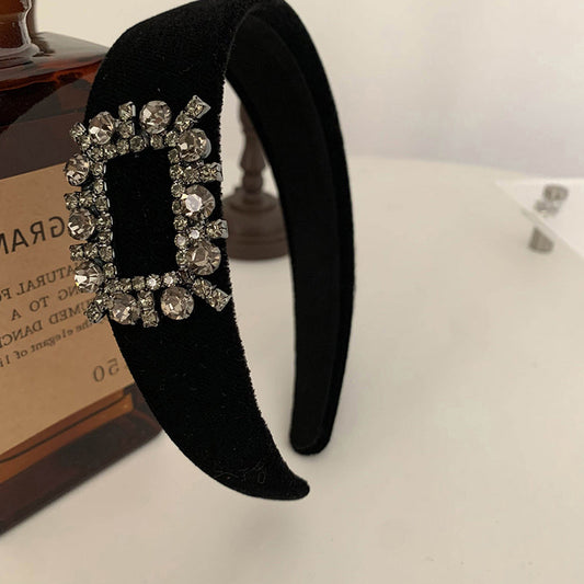 Vintage Silk Velvet Headband with Sparkling Diamonds