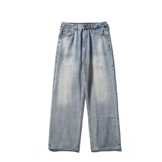 Washed Denim Jeans Loose Straight Leg Casual Pants
