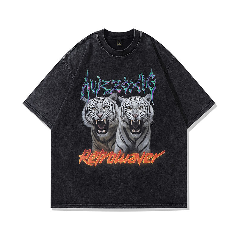 Men's Retro Rock Print T-Shirt - American Punk Style