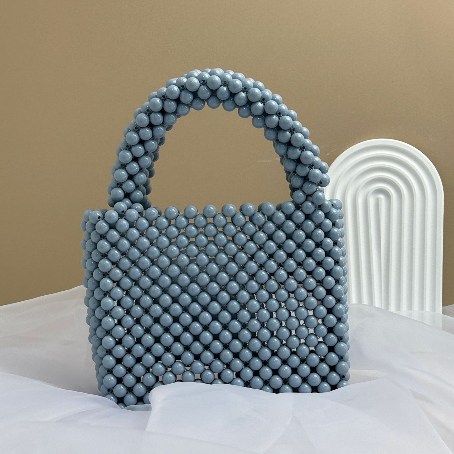 Harajuku Style Solid Color Beaded Handbag