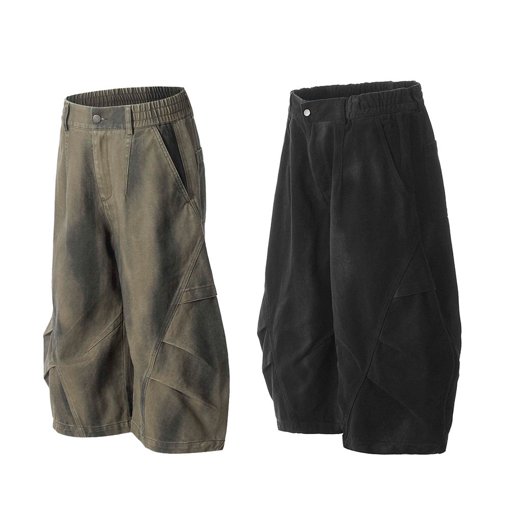 Harajuku-Inspired Distressed Denim Seven-Quarter Pants