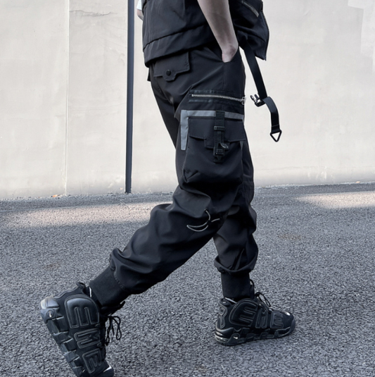Harajuku Style Black Functional Overalls for Men