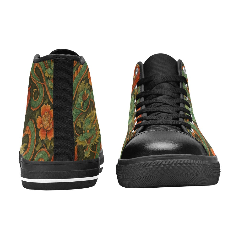 Red Dragon Devil Pattern High Top Canvas Women's Shoes
