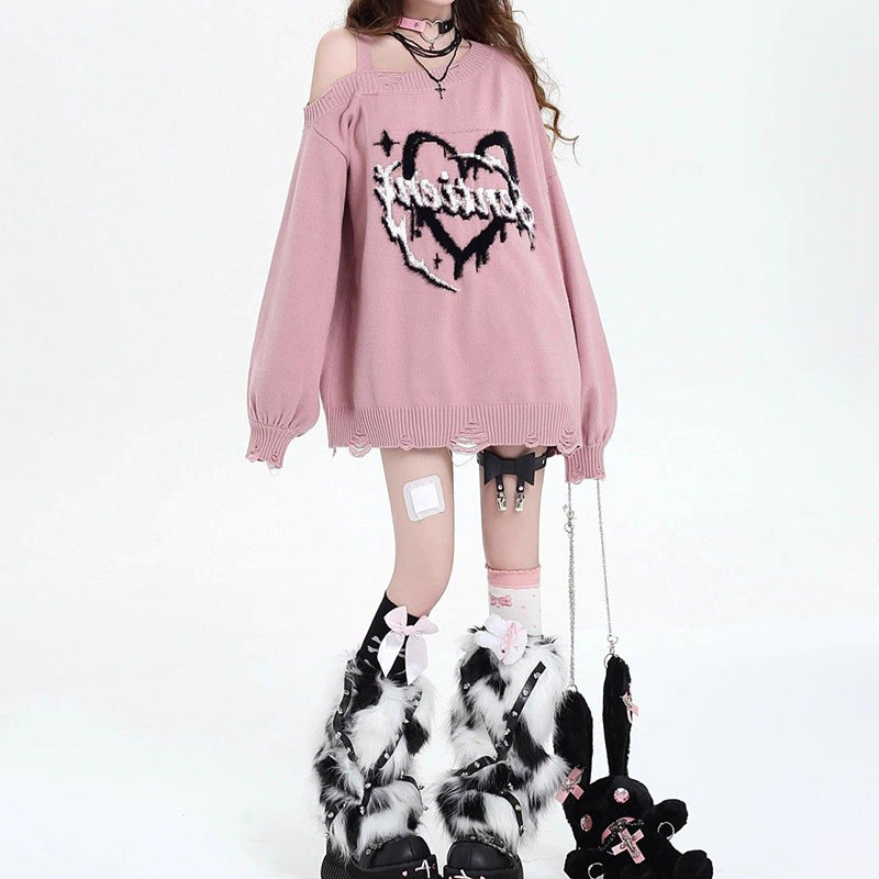 Off Shoulder Loose Knit Sweater