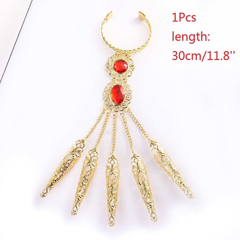 Harajuku Golden Finger Bracelet with Shining Red Crystal