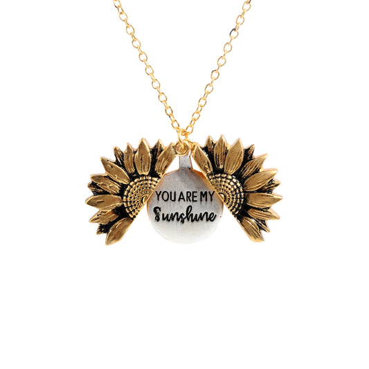 Vintage Sunflower Locket Pendant Necklace - Bohemian Style