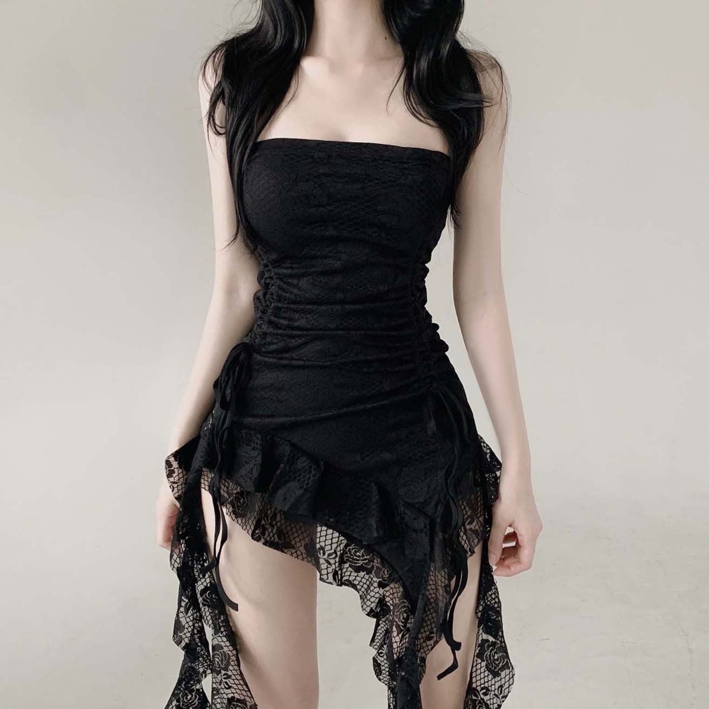 Seductive Layered Irregular Lace Patchwork Dress
