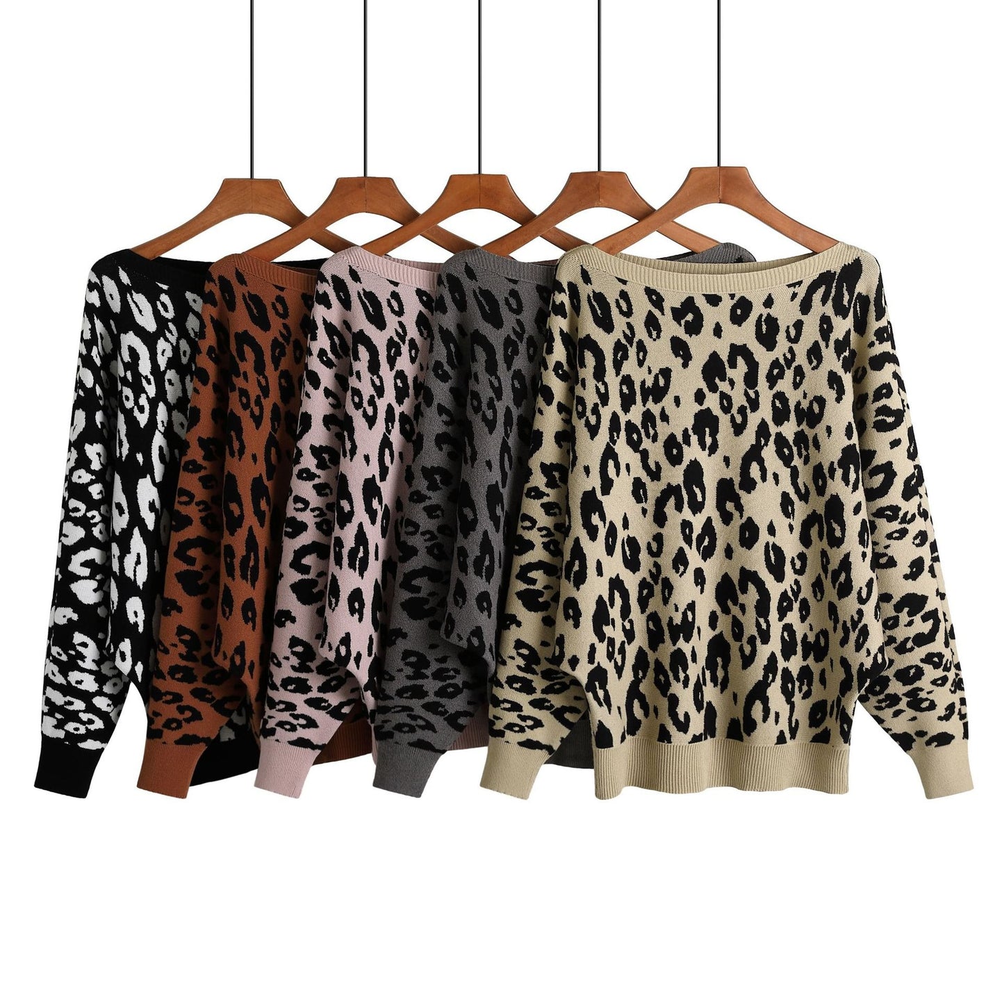 Autumn Women Leopard Print Vintage Sweater