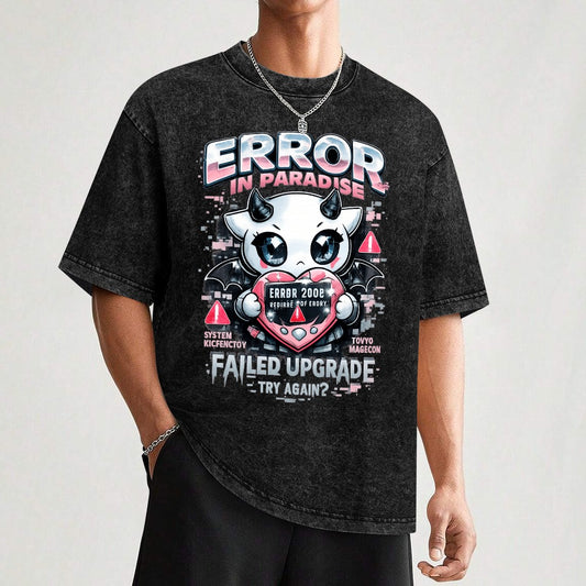 Harajuku Y2K Hot Vintage Wash Off Shoulder Short-Sleeved T-Shirt