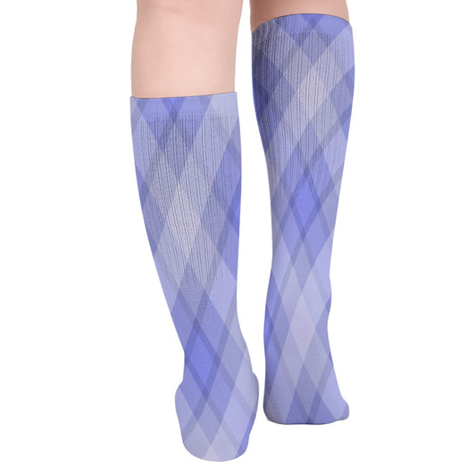 Light Blue Plaid Breathable Socks