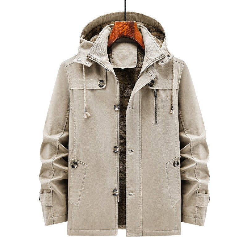 Harajuku Style Velvet Hooded Windbreaker Jacket