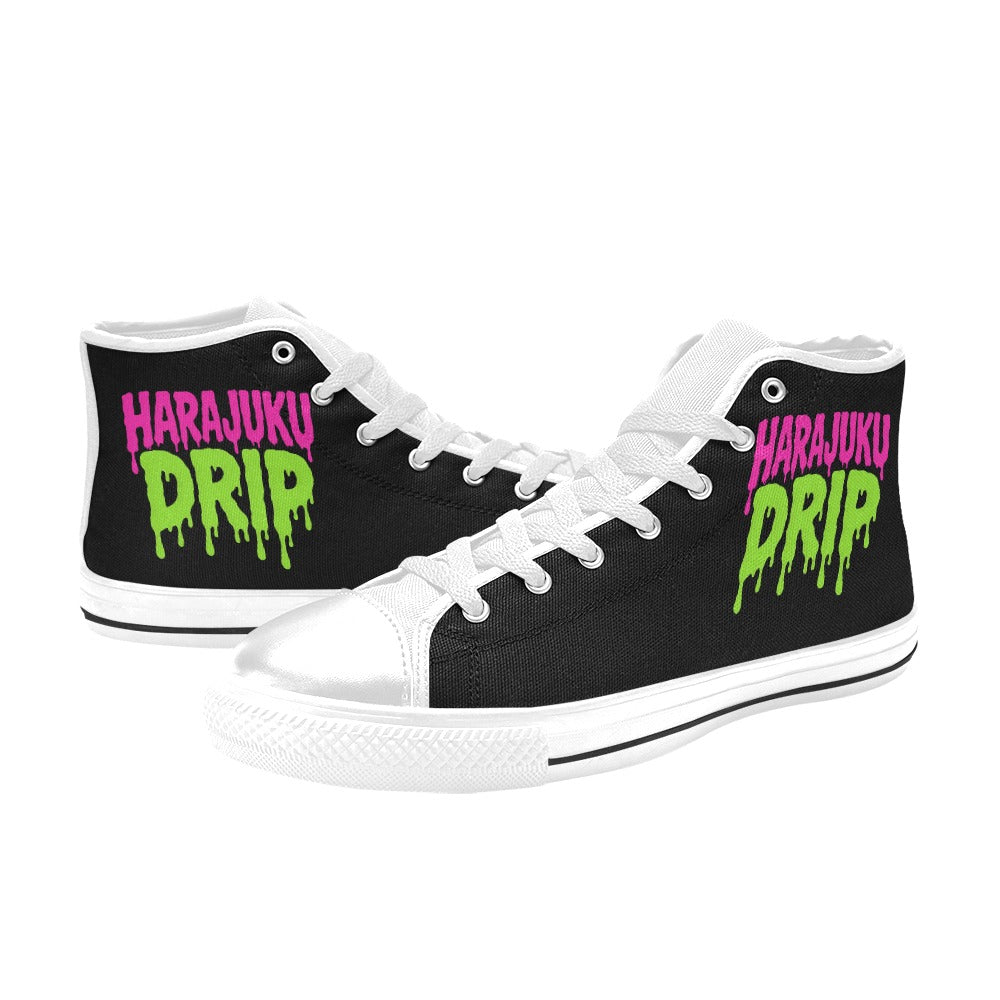 Harajuku Drip Neon Logo High Top Canvas Women's Shoes