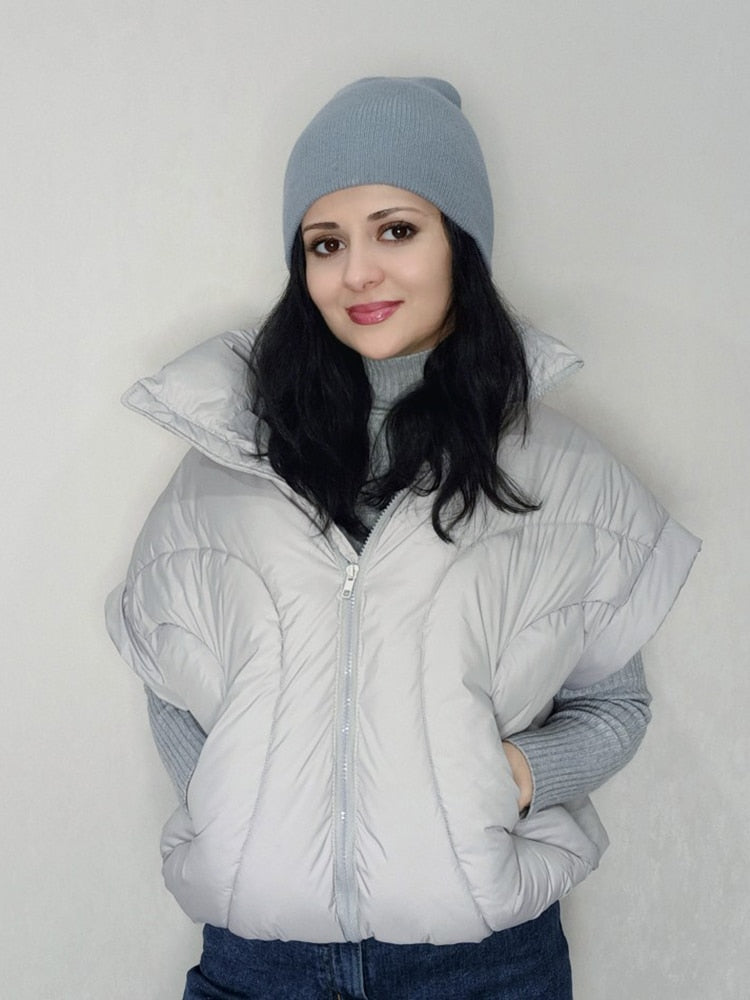 Harajuku Style Stand Collar Loose Down Jacket Vest