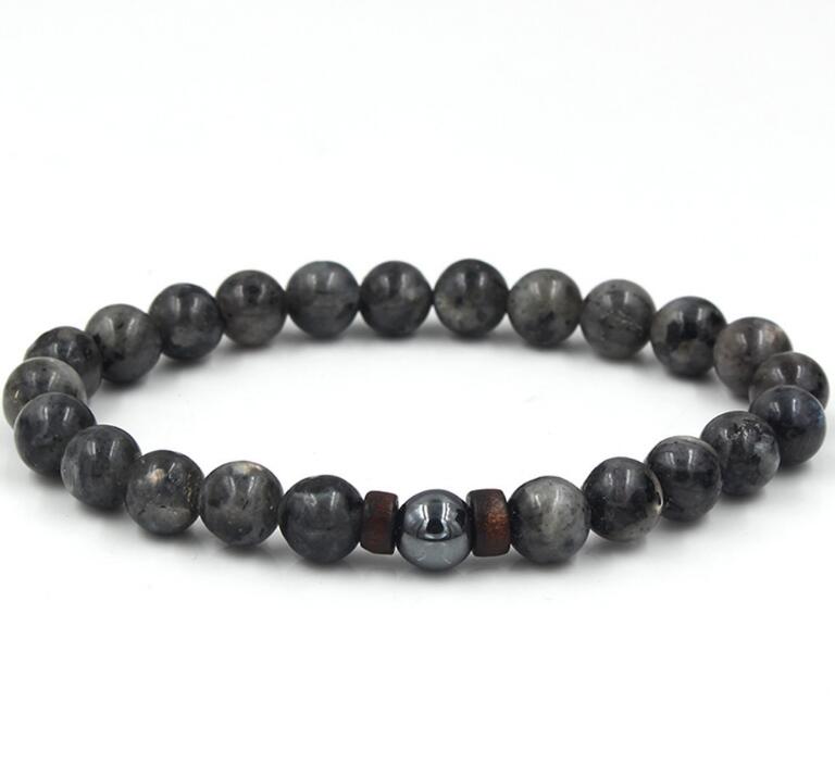 Men's Natural Moonstone & Lava Stone Buddha Bracelet