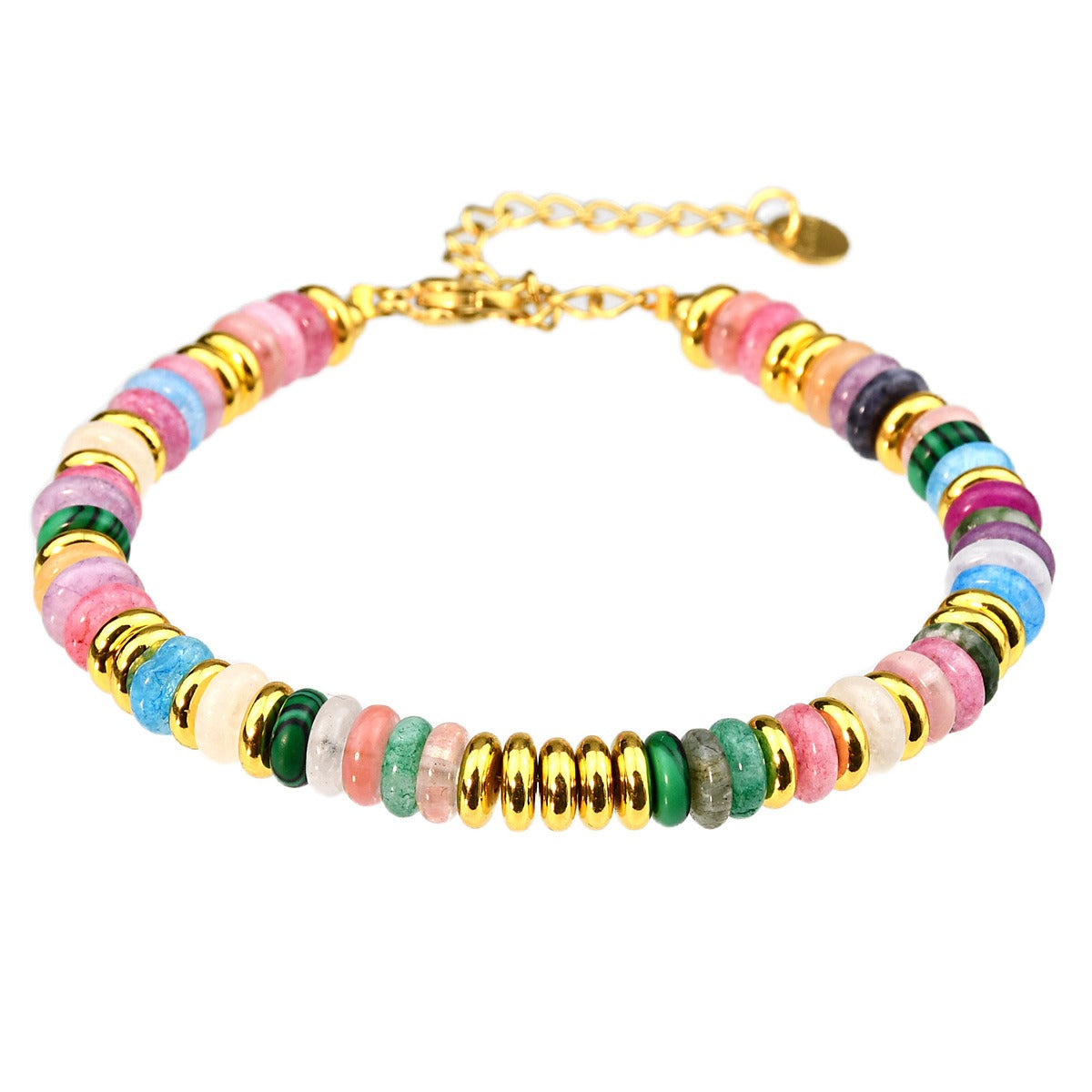 Dopamine Colored Natural Stone Bead Bracelet for Women