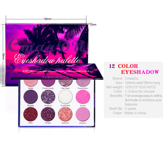 12 Color Shiny Eyeshadow Palette - Harajuku Style Makeup