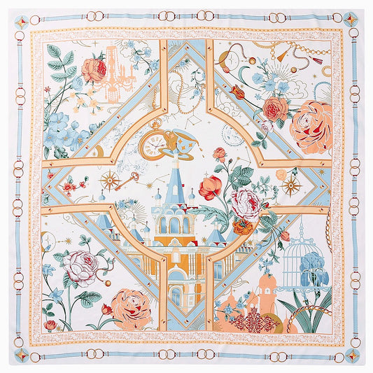 Architectural Rose - Harajuku Style Square Scarf