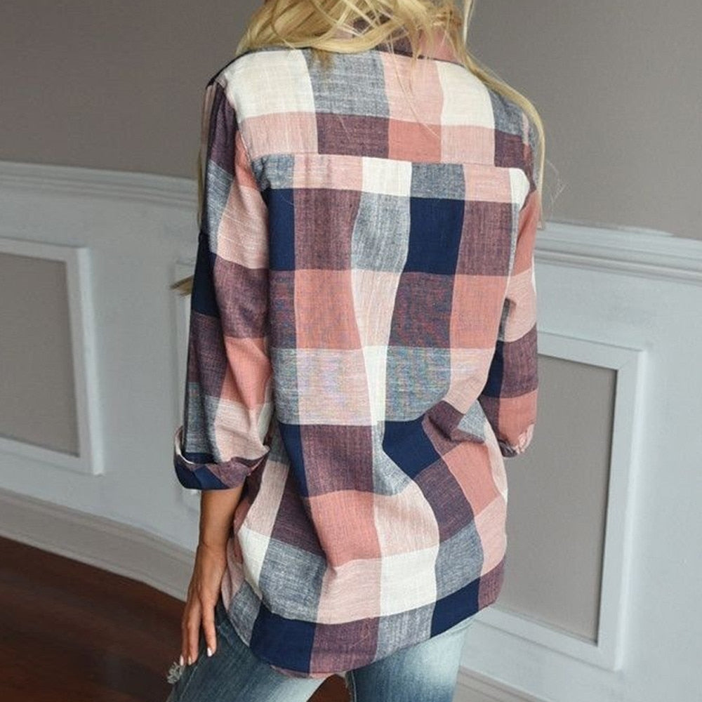 Harajuku Style Women's Casual Long Sleeve Plaid Shirt