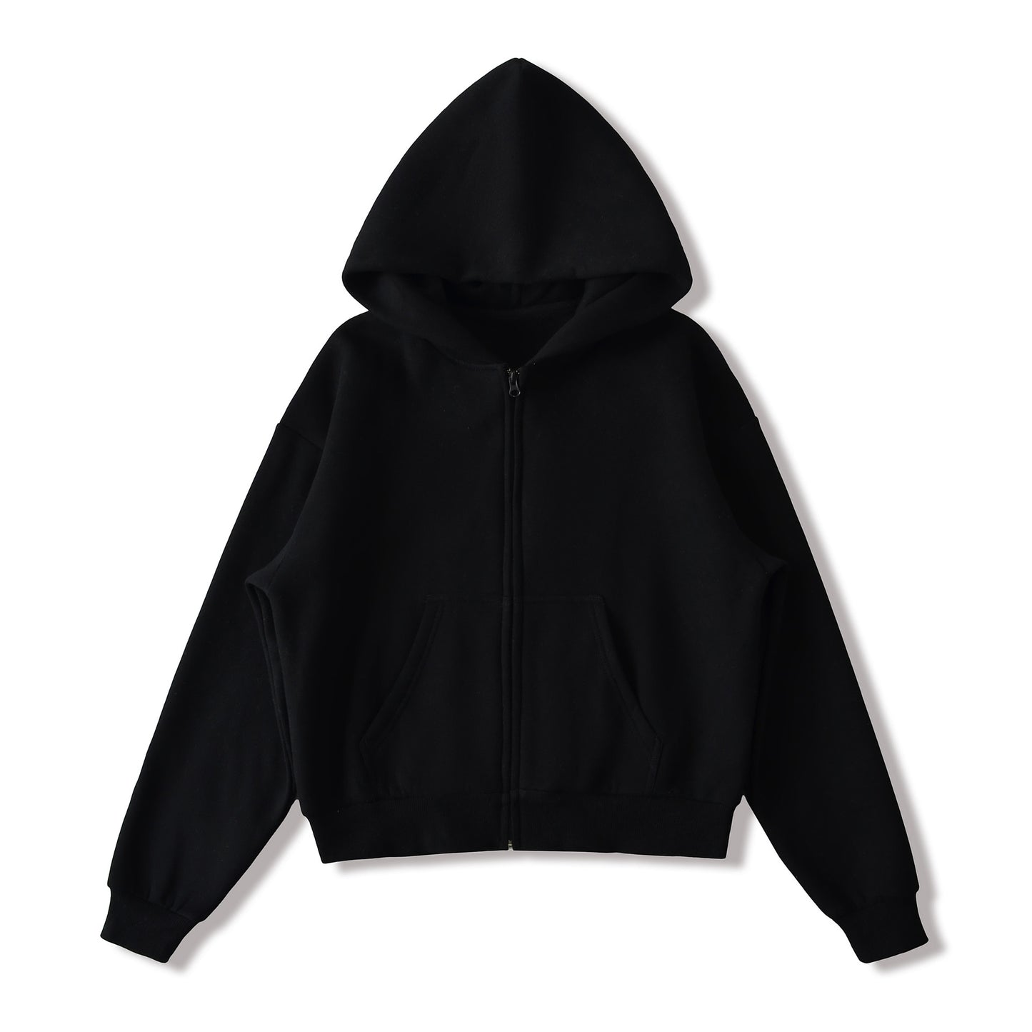 Velvet Hooded Zipper Long Sleeve Sweatshirt Jacket