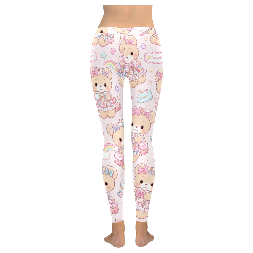 Harajuku Kawaii Teddy Bear Pattern Women's All-Over Low Rise Leggings