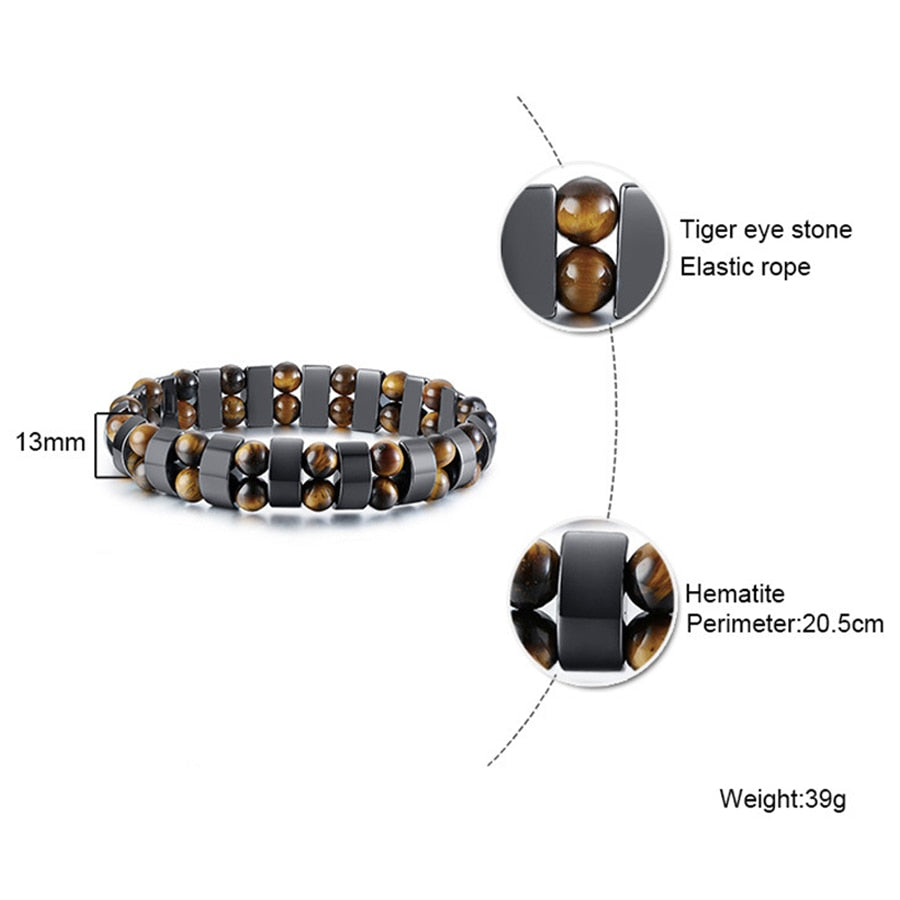 Double Hematite Tiger's Eye Charm Bracelets