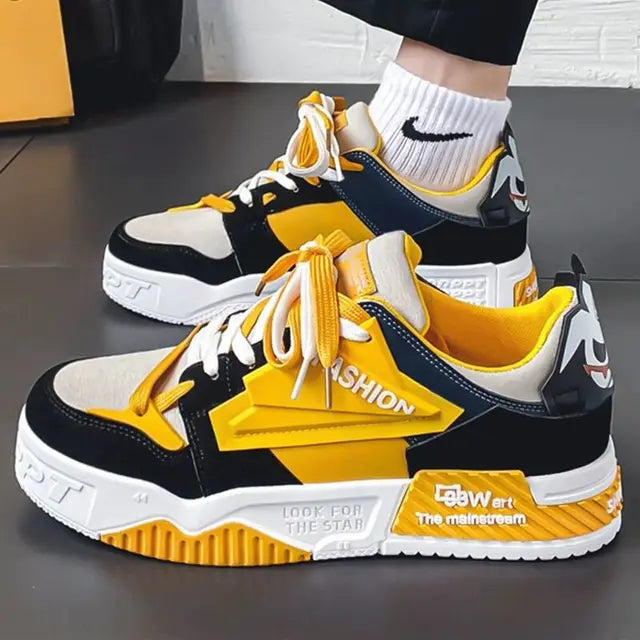 Harajuku Style Men's Playful Sneakers - Casual Skate Shoes