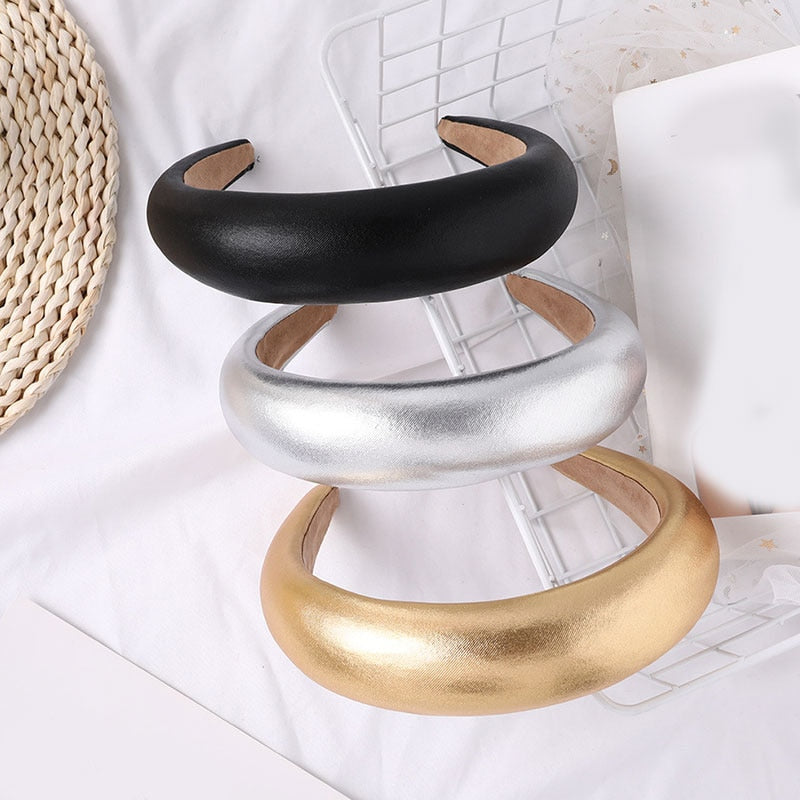 Women PU Padded Wide Sponge Headband