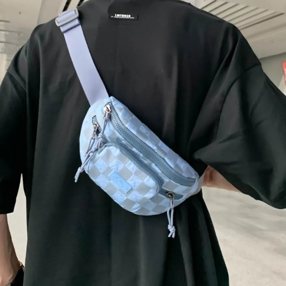 Harajuku Style Checkered Adjustable Strap Crossbody Bag