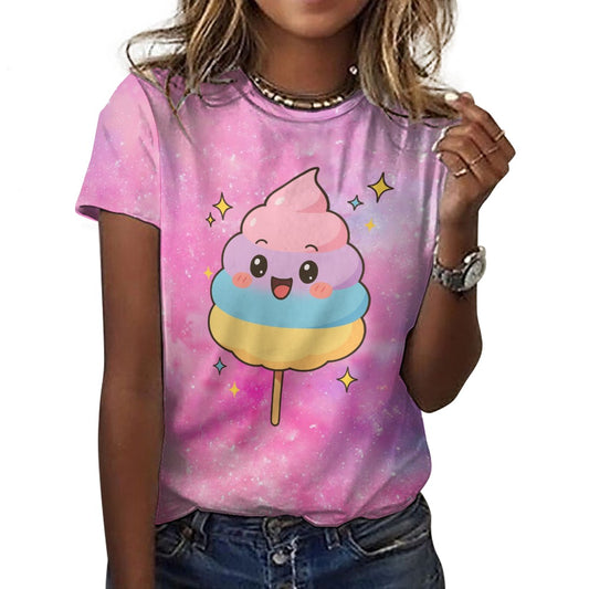 Harajuku Cotton Candy Galaxy Women's 100% Cotton T-Shirt