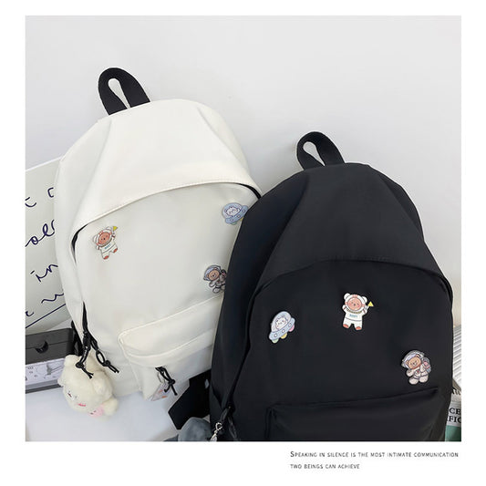 Solid Color Large-Capacity Schoolbag for Women