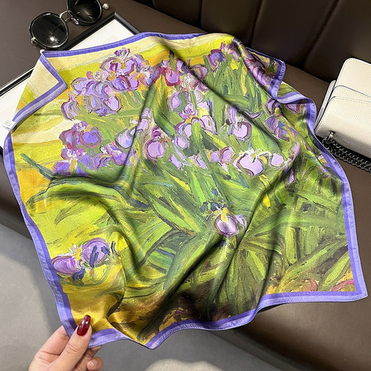 Purple Tulip Silk Scarf - Playful Harajuku Style