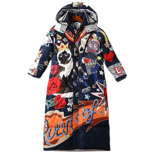 Harajuku Style Vintage X-Long Down Winter Coat