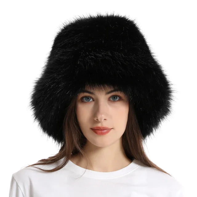 Elegant Faux Fur Fisherman Hat for Women