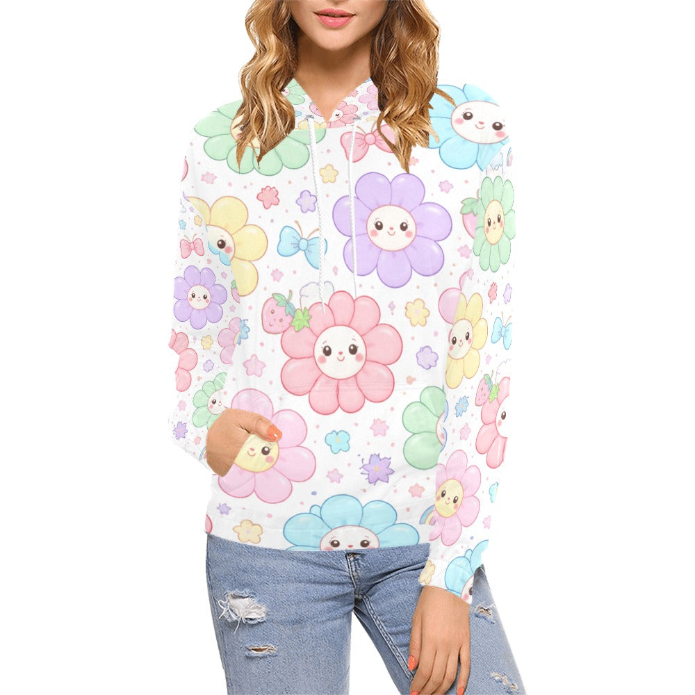Pastel Harajuku Floral Pattern Women's All Over Print Hoodie